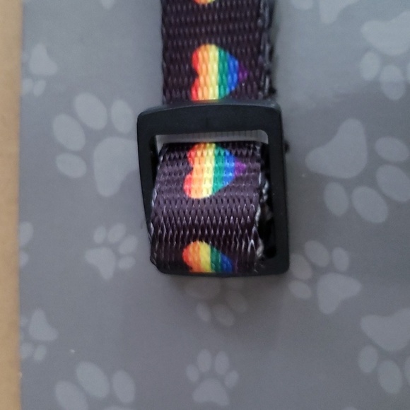 Millenium Black with Rainbow Hearts Adjustable Dog Collar Size S 9 to 14 inches - Picture 6 of 7